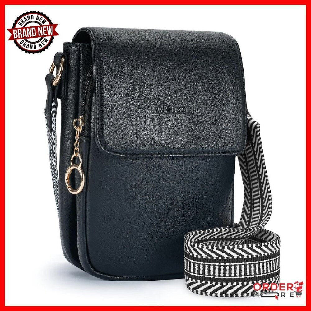 Leather Crossbody Bag with Phone Pocket & Card Slots Adjustable Strap